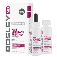 Розчин з міноксидилом 2% для відновлення росту волосся у жінок Bosley MD Hair Regrowth Treatment For Women 2*60 мл з піпеткою