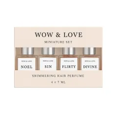 Сет мініатюр шимерних парфум-блисків для волосся WOW & LOVE 4*7 мл