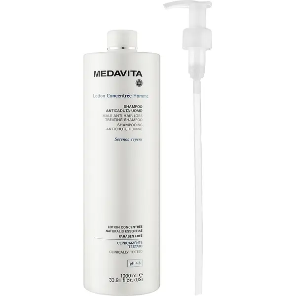 Зміцнювальний шампунь проти випадіння волосся Medavita Lotion Concentree Anti-Hair Loss Treating Shampoo 1000 мл, Об'єм: 1000 мл
