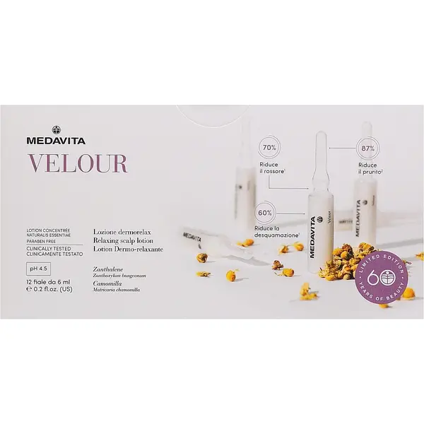 Лосьон успокаивающий мгновенного действия в ампулах Medavita Velour Relaxing Scalp Lotion Dermorelax 6 мл, Объем: 6 мл, изображение 2