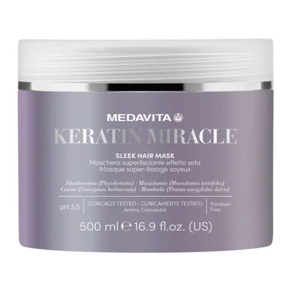 Ультраразглаживающая маска для волос с эффектом шелка Medavita Keratin Miracle Sleek Hair Mask 500 мл, Объем: 500 мл