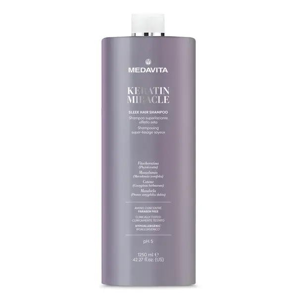 Ультраразглаживающий шампунь для волос с эффектом шелка Medavita Keratin Miracle Sleek Hair Shampoo 1250 мл, Объем: 1250 мл