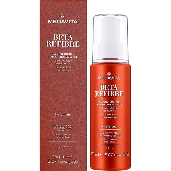 Відновлювальна мікроемульсія для пошкодженого волосся Medavita Beta Refibre Recontructive Hair Microemulsion 150 мл, зображення 2