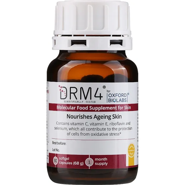Молекулярна дієтична добавка для покращення стану шкіри Oxford Biolabs DRM4 Molecular Food Supplement For Skin 90 шт, зображення 2