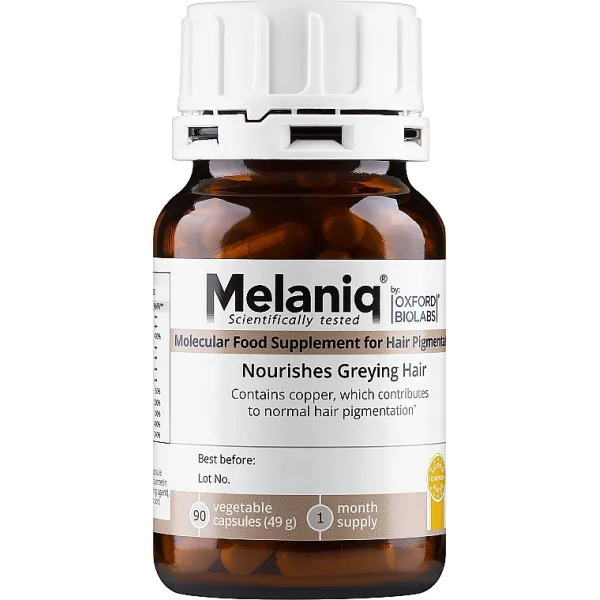 Молекулярна добавка для відновлення кольору сивого волосся Oxford Biolabs Melaniq 90 шт, зображення 2