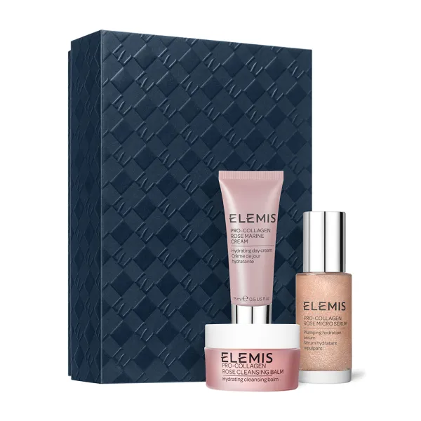 Набір для обличчя про-колаген Троянда ELEMIS Kit The Pro-Collagen Plumping Routine Trio для зволоження та заспокоєння шкіри