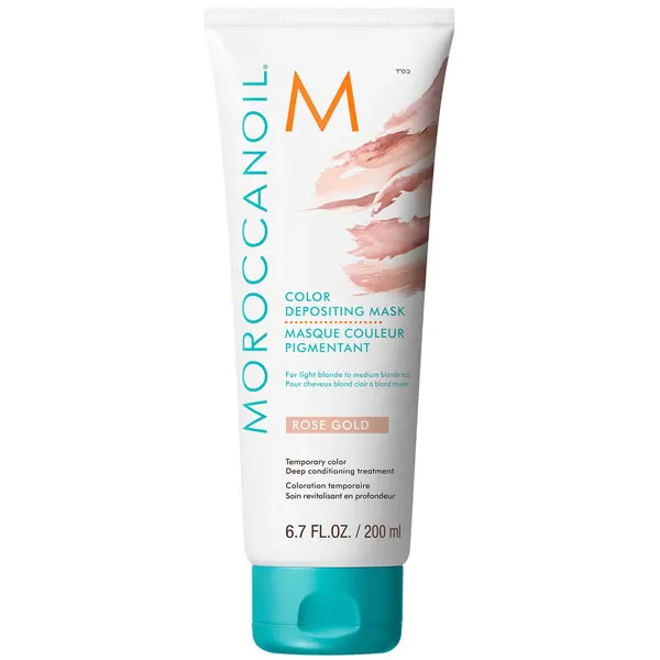 Відтінкова маска для волосся какао Moroccanoil Color Depositing Mask Rose Gold 200 мл, Об'єм: 200 мл, Тон: Ніжний рожево золотий