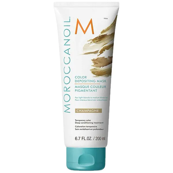 Відтінкова маска для волосся тепло бежево золотиста Moroccanoil Color Depositing Mask Champagne 200 мл, Об'єм: 200 мл, Тон: Теплий золотистий блонд