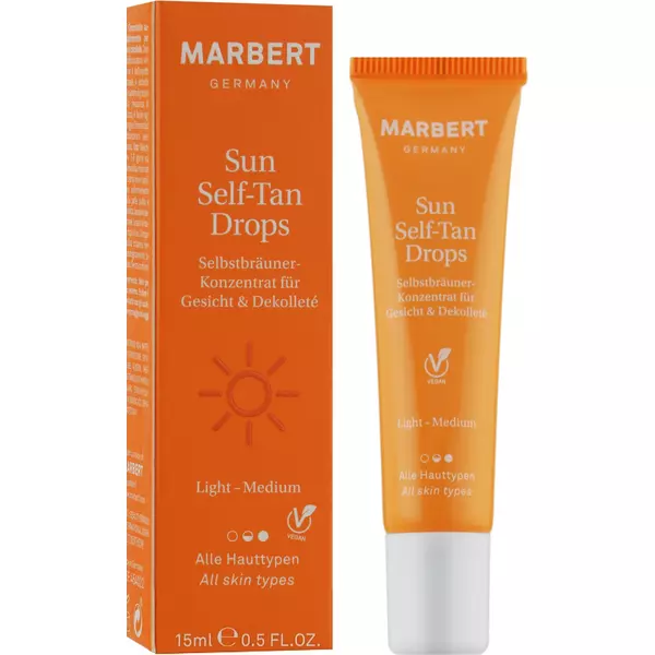 Краплі-концентрат Marbert Sun Self-Tan Drops 15 мл для автозасмаги обличчя та зони декольте, зображення 2