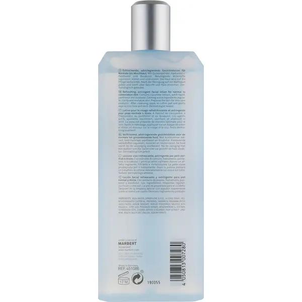 Лосьон Marbert Fresh Cleansing Lotion Refreshing 400 мл для нормальной и комбинированной кожи, изображение 2