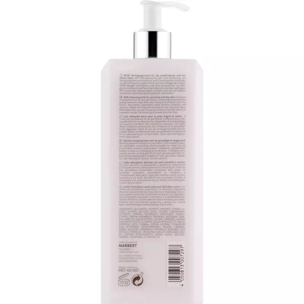 Мягкое очищающее молочко Marbert Soft Cleansing Milk 400 мл для чувствительной и сухой кожи, изображение 2
