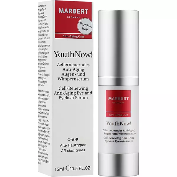 Сыворотка Marbert YouthNow Cell-renewing anti-aging eye and eyelash Serum 15 мл омолаживающая клеточная для глаз и ресниц, изображение 2